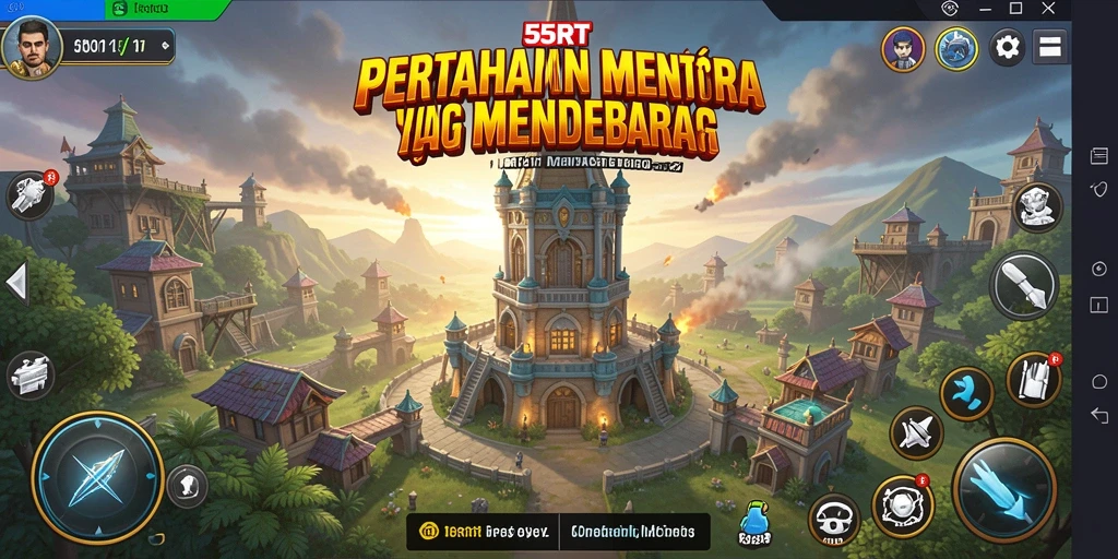 Screenshot gameplay Tower Defense dari 55RT dengan aksi menara yang seru.