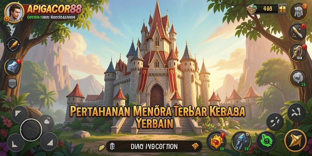 Tampilan seru dari gameplay APIGACOR88 yang menampilkan pertahanan menara.
