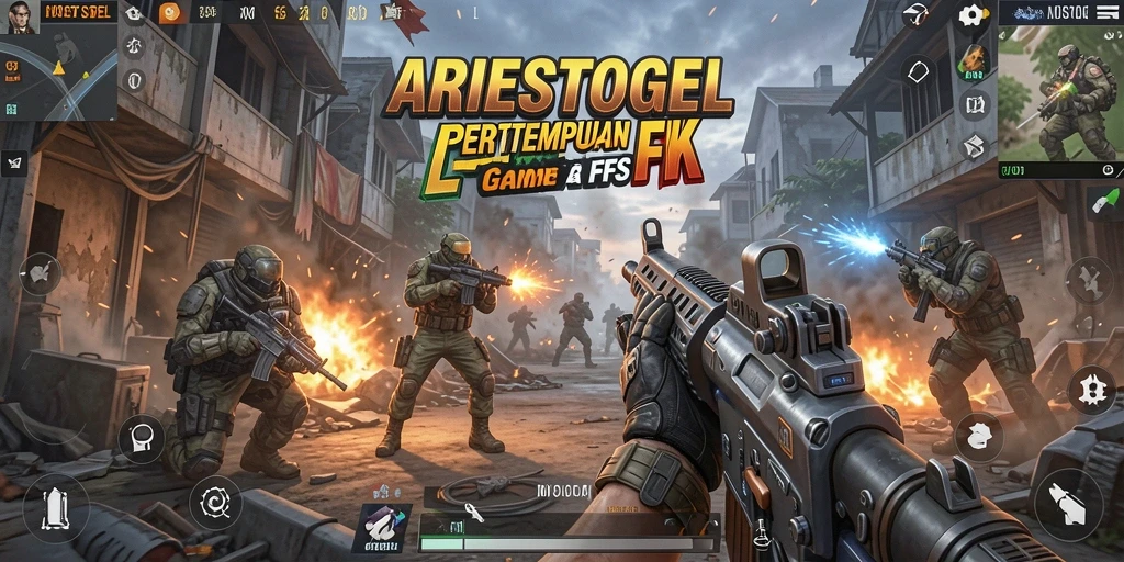 Tangkapan layar menampilkan aksi intens dalam ARIESTOGEL FPS.
