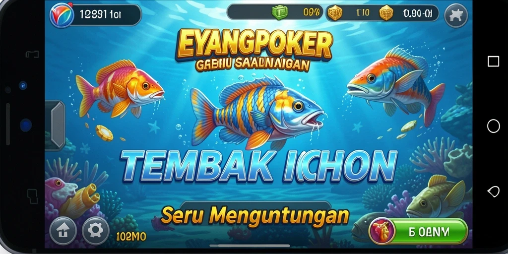 Tampilan gameplay <strong>EYANGPOKER</strong> yang memukau dengan ikan berwarna-warni.