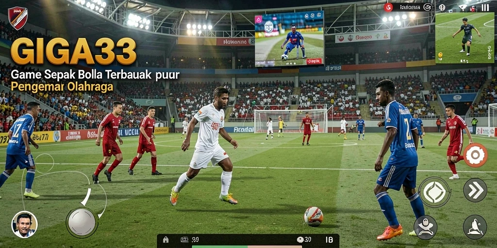 Tampilan gameplay GIGA33 yang menegangkan di lapangan sepak bola.