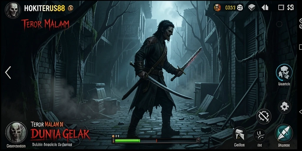 Gameplay HOKITERUS88 menampilkan atmosfer horror yang menegangkan.