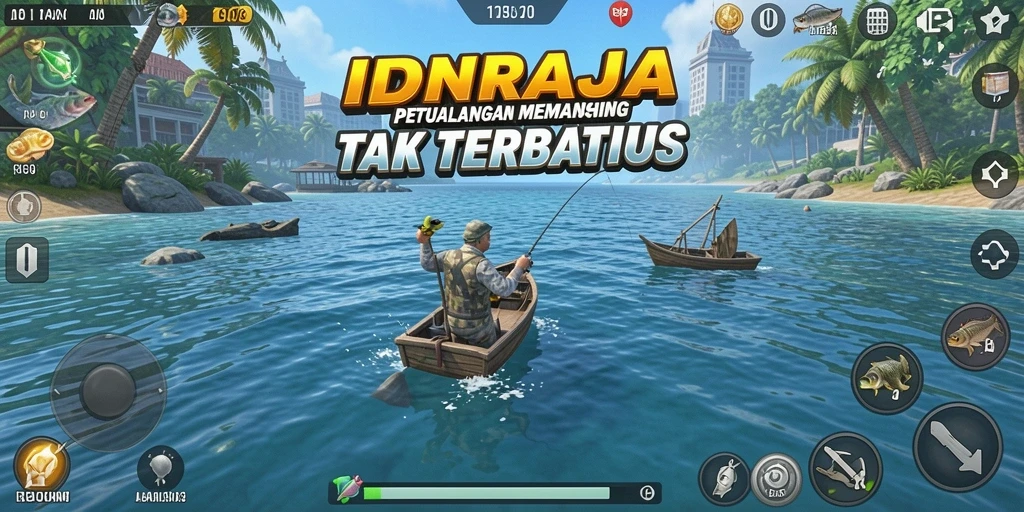 Tampilan gameplay memancing yang seru dan menantang di IDNRAJA.