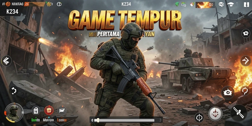 Tangkapan layar gameplay K234 yang menunjukkan aksi tembak-menembak yang mendebarkan.