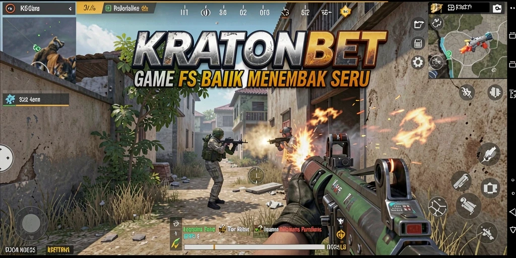 Tampilan gameplay KRATONBET dengan aksi tembak-tembakan yang intens.