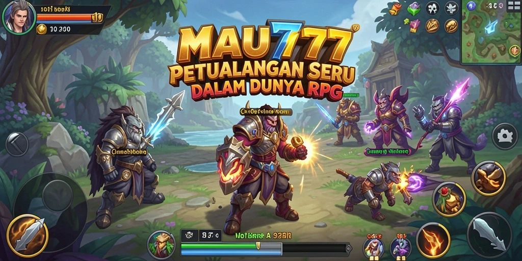 Screenshot menunjukkan aksi seru karakter dalam pertempuran RPG.