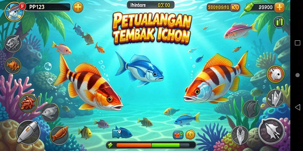Screenshot PP123 menampilkan gameplay seru menembak ikan.
