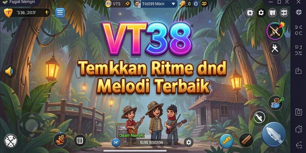 Tampilan gameplay VT38 yang menarik dengan berbagai alat musik.