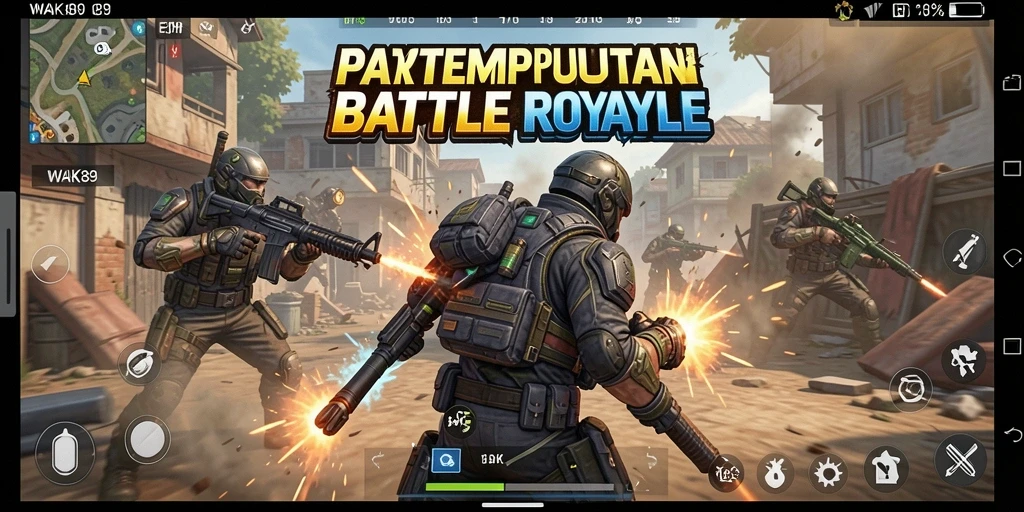 Screenshot menampilkan aksi seru dalam gameplay Battle Royale di WAK89.